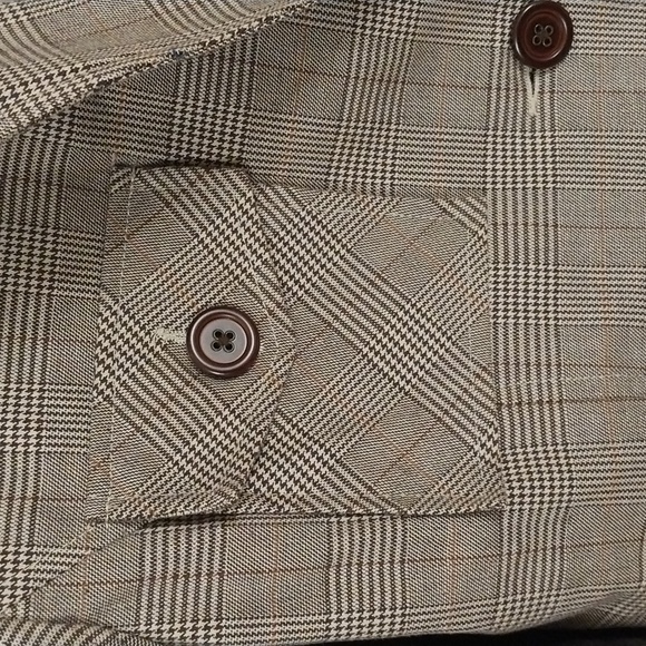 Mossimo Vintage Women's Plaid Brown White Blazer Jacket Size Small Elbow Patches - Picture 6 of 12